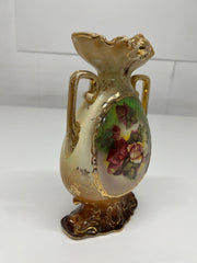 Vintage Double Handled English Vase - Floral Design (1950's)