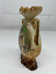 Vintage Double Handled English Vase - Floral Design (1950's)