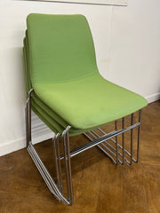 Used NaughtOne Viv Stacking Chair with Sled Base in Green Cloth.