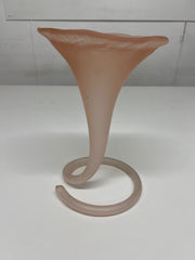 Vintage 1970's Art Nouveau Pink Satin Calla Lily Vase Coil Base