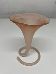 Vintage 1970's Art Nouveau Pink Satin Calla Lily Vase Coil Base