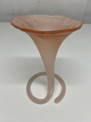 Vintage 1970's Art Nouveau Pink Satin Calla Lily Vase Coil Base