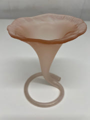 Vintage 1970's Art Nouveau Pink Satin Calla Lily Vase Coil Base