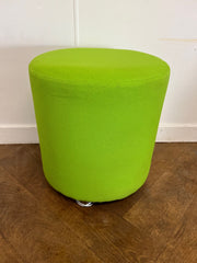 Used Padded Lime Green Cloth Stool on 4 Chrome Feet.