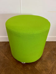 Used Padded Lime Green Cloth Stool on 4 Chrome Feet.