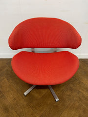 Used Low Orange Cloth Reception Chair on Return Swivel