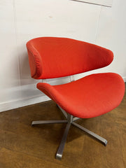 Used Low Orange Cloth Reception Chair on Return Swivel