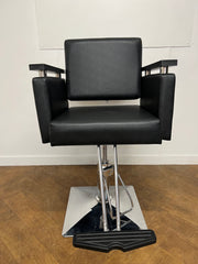 Used Salon Barber Chair with Foot rest in Black Vinyl