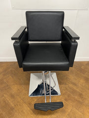 Used Salon Barber Chair with Foot rest in Black Vinyl