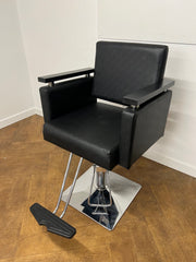 Used Salon Barber Chair with Foot rest in Black Vinyl