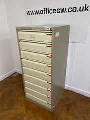 Used Sealine Steel 9 Drawer Index Cabinet.