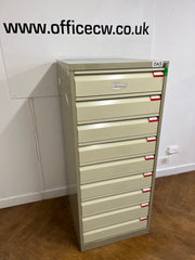 Used Sealine Steel 9 Drawer Index Cabinet.