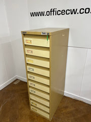 Used Microstor Steel 10 Drawer Index Cabinet.