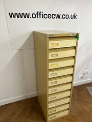 Used Microstor Steel 10 Drawer Index Cabinet.