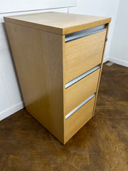 President Oak Veneer 3 Drawer Full Scap Filing Cabinet