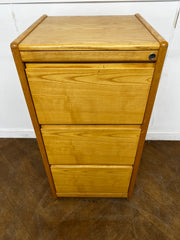 Verco Ash Veneer 3 Drawer Full Scap Filing Cabinet.