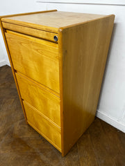 Verco Ash Veneer 3 Drawer Full Scap Filing Cabinet.