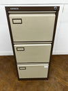 Vickers Trimline Coffee and Cream Steel 3 Drawer Full Scap Filing Cabinet.