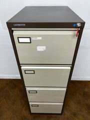 Vickers Trimline Coffee and Cream Steel 4 Drawer Full Scap Filing Cabinet.