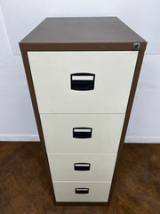 Bisley Contract Coffee and Cream Steel 4 Drawer Full Scap Filing Cabinet.