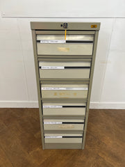 Used Grey Steel 4 Drawer Index Cabinet.