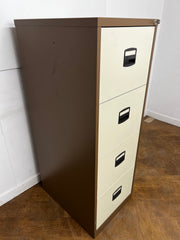 Bisley Contract Coffee and Cream Steel 4 Drawer Full Scap Filing Cabinet.
