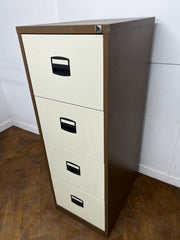 Bisley Contract Coffee and Cream Steel 4 Drawer Full Scap Filing Cabinet.
