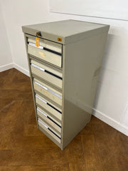 Used Grey Steel 4 Drawer Index Cabinet.
