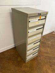 Used Grey Steel 4 Drawer Index Cabinet.