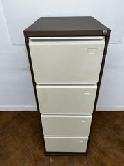 Coffee and Cream Steel 4 Drawer Full Scap Filing Cabinet.
