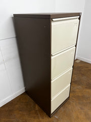 Coffee and Cream Steel 4 Drawer Full Scap Filing Cabinet.