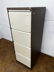 Coffee and Cream Steel 4 Drawer Full Scap Filing Cabinet.