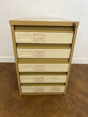 Used Microstor Steel 5 Drawer Index Cabinet.