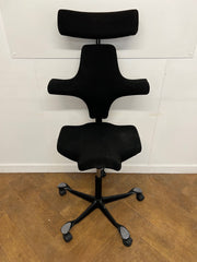 Used HAG Capisco 8107 Saddle Chair in Black Cloth with Headrest