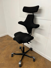 Used HAG Capisco 8107 Saddle Chair in Black Cloth with Headrest