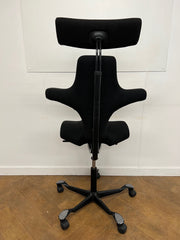 Used HAG Capisco 8107 Saddle Chair in Black Cloth with Headrest