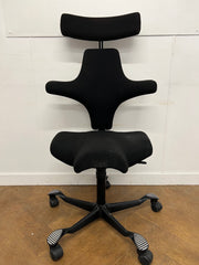 Used HAG Capisco 8107 Saddle Chair in Black Cloth with Headrest