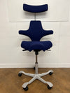 Used HAG Capisco 8107 Saddle Chair in Blue Cloth with Headrest