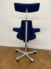 Used HAG Capisco 8107 Saddle Chair in Blue Cloth with Headrest