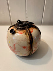 Antique Cream with Red/Yellow Pattern Porcelain Opium Pipe Late 19th Century.