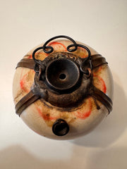 Antique Cream with Red/Yellow Pattern Porcelain Opium Pipe Late 19th Century.