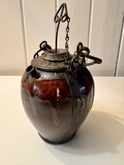 Antique Brown Porcelain Opium Pipe Late 19th Century.