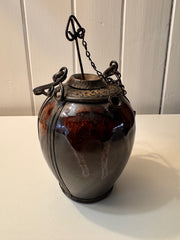 Antique Brown Porcelain Opium Pipe Late 19th Century.
