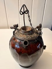 Antique Brown Porcelain Opium Pipe Late 19th Century.