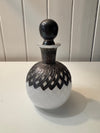 Vintage Sileda Ltd Silver Overlay Art Deco Style Hand Blow White Glass Perfume Bottle with Stopper