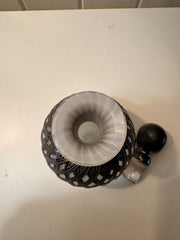 Vintage Sileda Ltd Silver Overlay Art Deco Style Hand Blow White Glass Perfume Bottle with Stopper