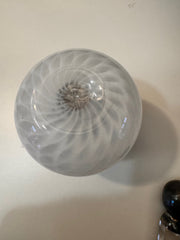 Vintage Sileda Ltd Silver Overlay Art Deco Style Hand Blow White Glass Perfume Bottle with Stopper
