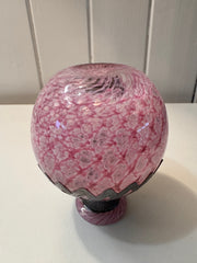 Vintage Sileda Ltd Silver Overlay Art Deco Style Hand Blown Pink Glass Perfume Bottle with Stopper