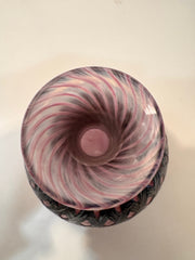 Vintage Sileda Ltd Silver Overlay Art Deco Style Hand Blown Pink Glass Perfume Bottle with Stopper
