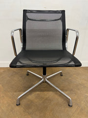 Vintage ICF EA108 Black Netweave Chrome Framed Meeting Chair
